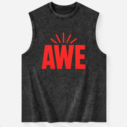 Bold typography design - "AWE" - overwhelming wonder - Vintage Washed Tank - Black