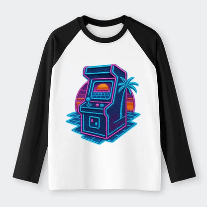 Arcade Machine - Raglan Long Sleeve T-Shirt - Black