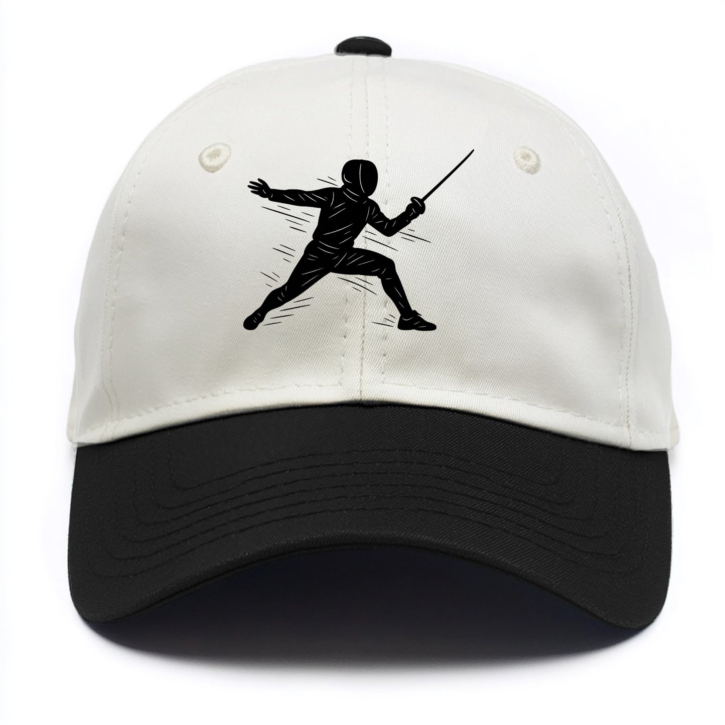 Fencer lunging attack position - Two Tone Cap - Black