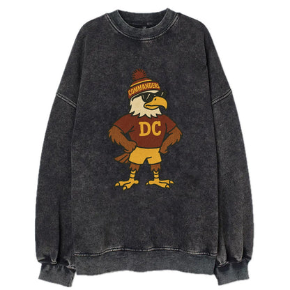 DC Eagle wearing Commanders burgundy and gold beanie with pom pom and wayfarer - Vintage Sweatshirt - Black