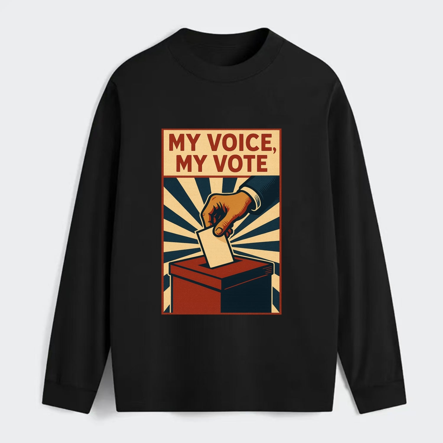 Hand dropping ballot into box with determination - "My Voice, My Vote" - Classic Long Sleeve Shirt - Black