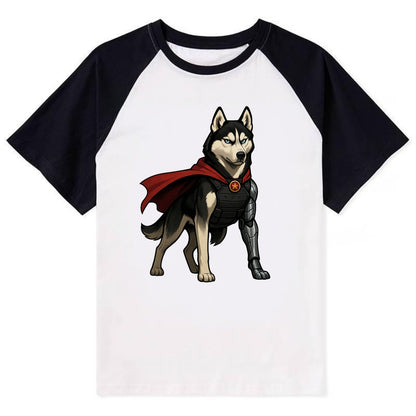 Siberian Husky Winter Soldier  - Contras - Contrast Raglan T-shirt - Black