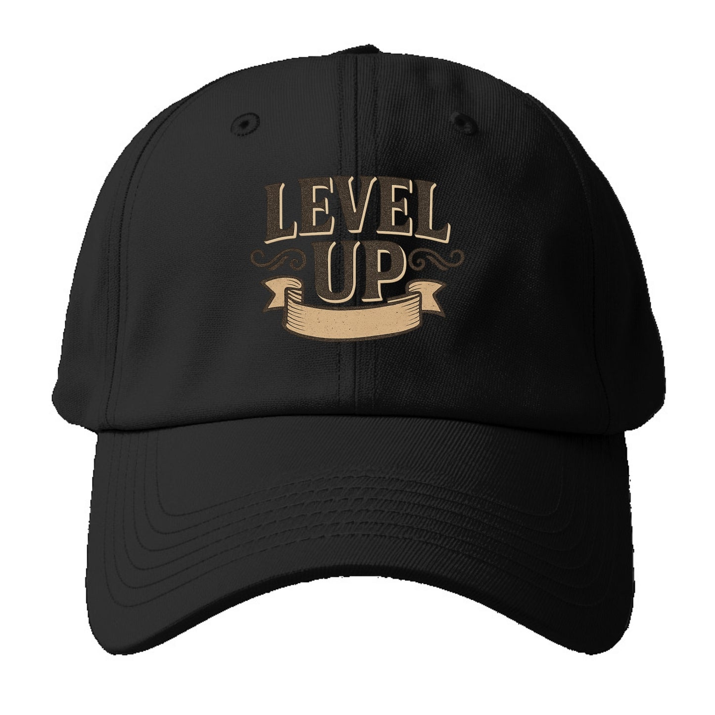 Bold typography design - "LEVEL UP" - improving, advancing, growing - Baseball Cap For Big Heads - Black