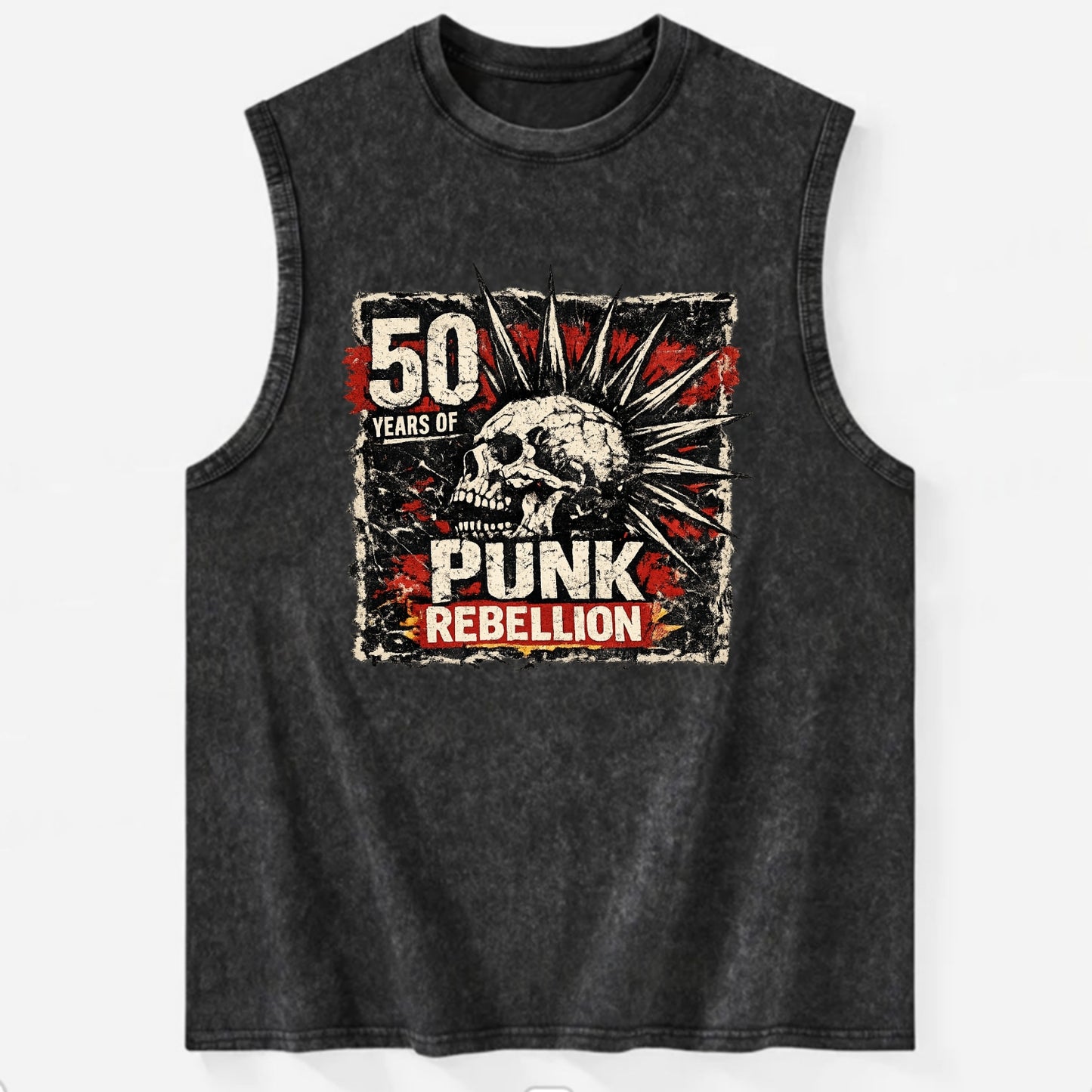 MOHAWK RISING | Spiked hair silhouette | Liberty spikes | Punk identity | - Vintage Washed Tank - Black
