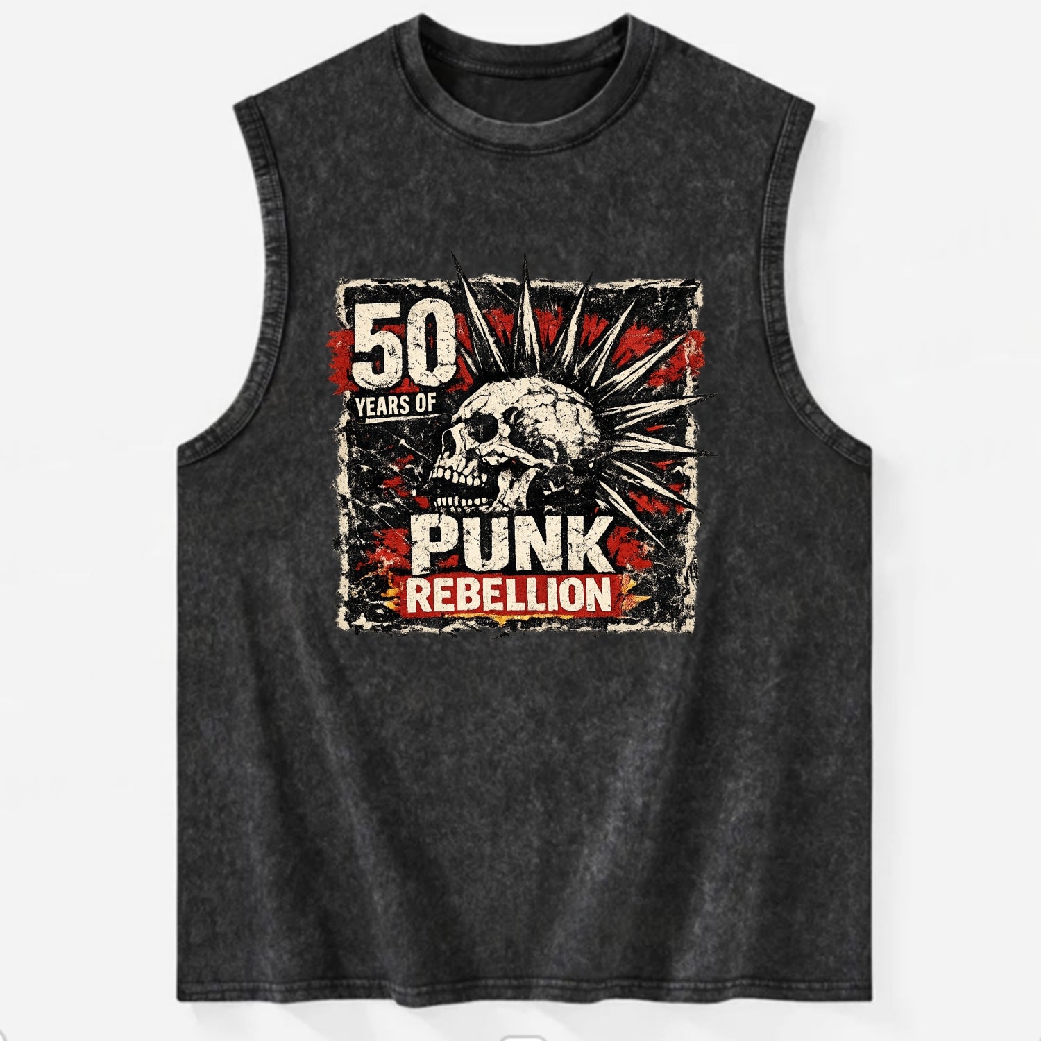 MOHAWK RISING | Spiked hair silhouette | Liberty spikes | Punk identity | - Vintage Washed Tank - Black