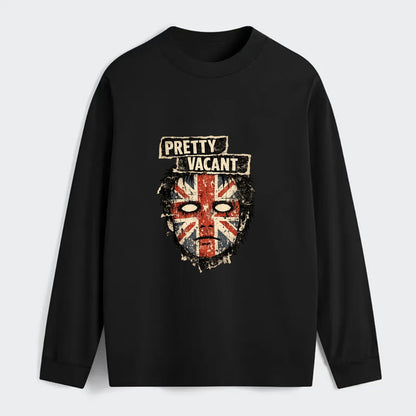PRETTY VACANT | Blank stare Union Jack face | Empty expression | Punk - Classic Long Sleeve Shirt - Black