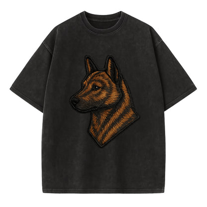 Kai Ken - Modern tiger dog logo with bol - Vintage T-shirt - Black