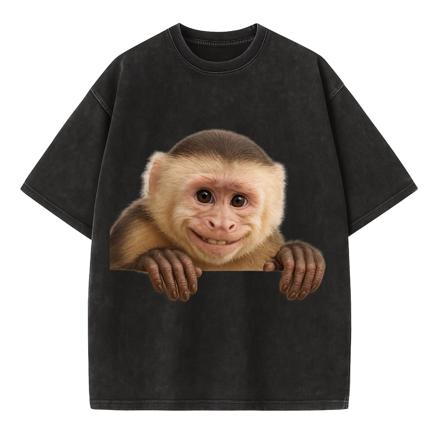 Capuchin Monkey  - Vintage T-shirt - Black