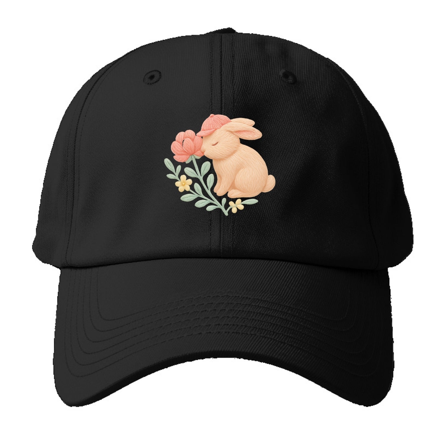 Peach Bunny - Baseball Cap - Black