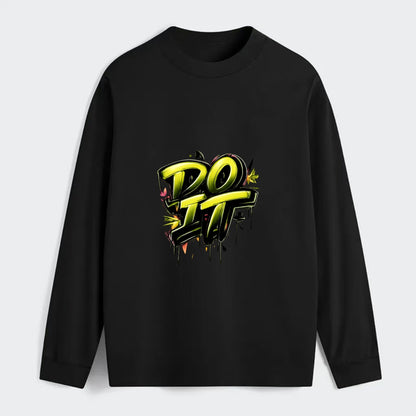 Bold typography design - "DO IT" - just do it, stop waiting - Classic Long Sleeve Shirt - Black
