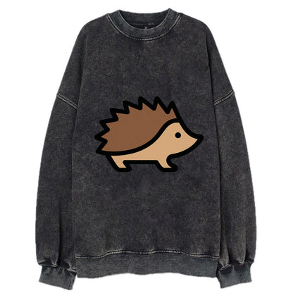 Hedgehog - Brown spiky back flat side profile - Vintage Sweatshirt - Black