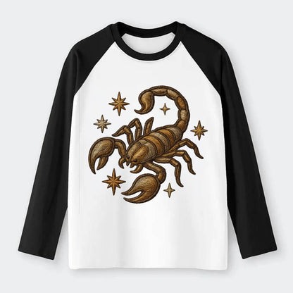 Scorpio Scorpion  - Raglan Long Sleeve T-Shirt - Black