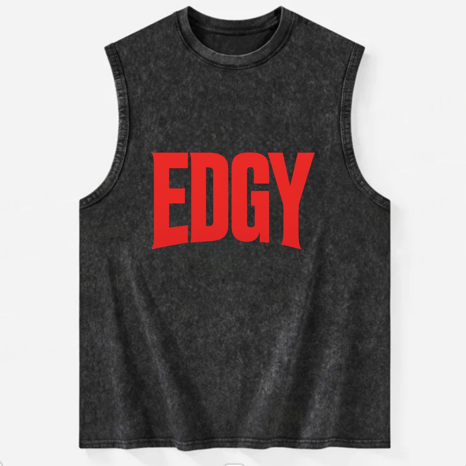 Bold typography design - "EDGY" - pushing boundaries, unconventional - Vintage Washed Tank - Black