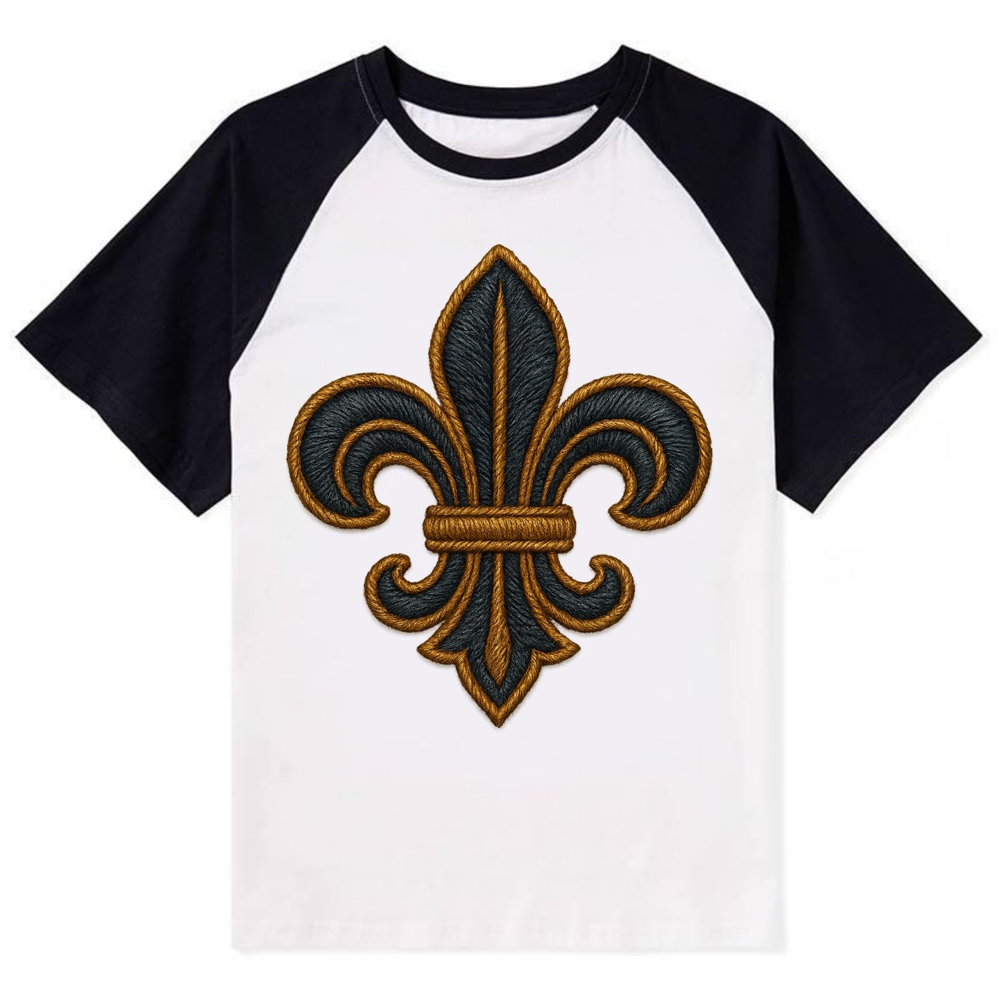 Fleur de Lis  - Contrast Raglan T-shirt - Black