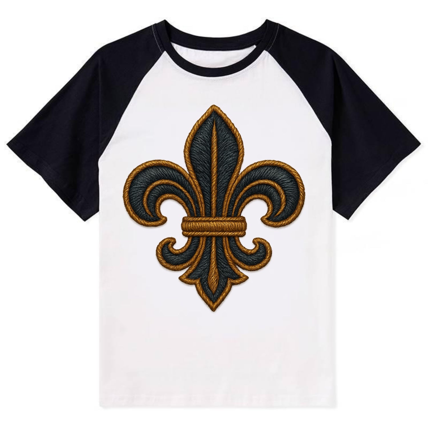 Fleur de Lis  - Contrast Raglan T-shirt - Black