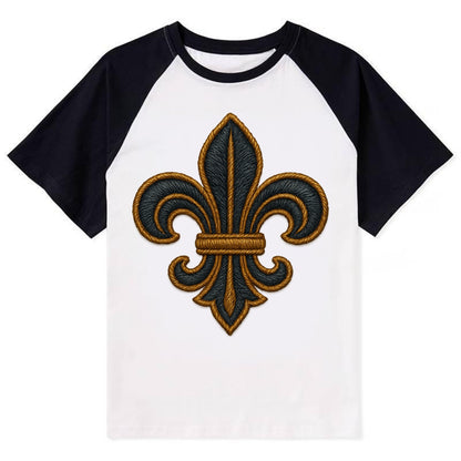 Fleur de Lis  - Contrast Raglan T-shirt - Black