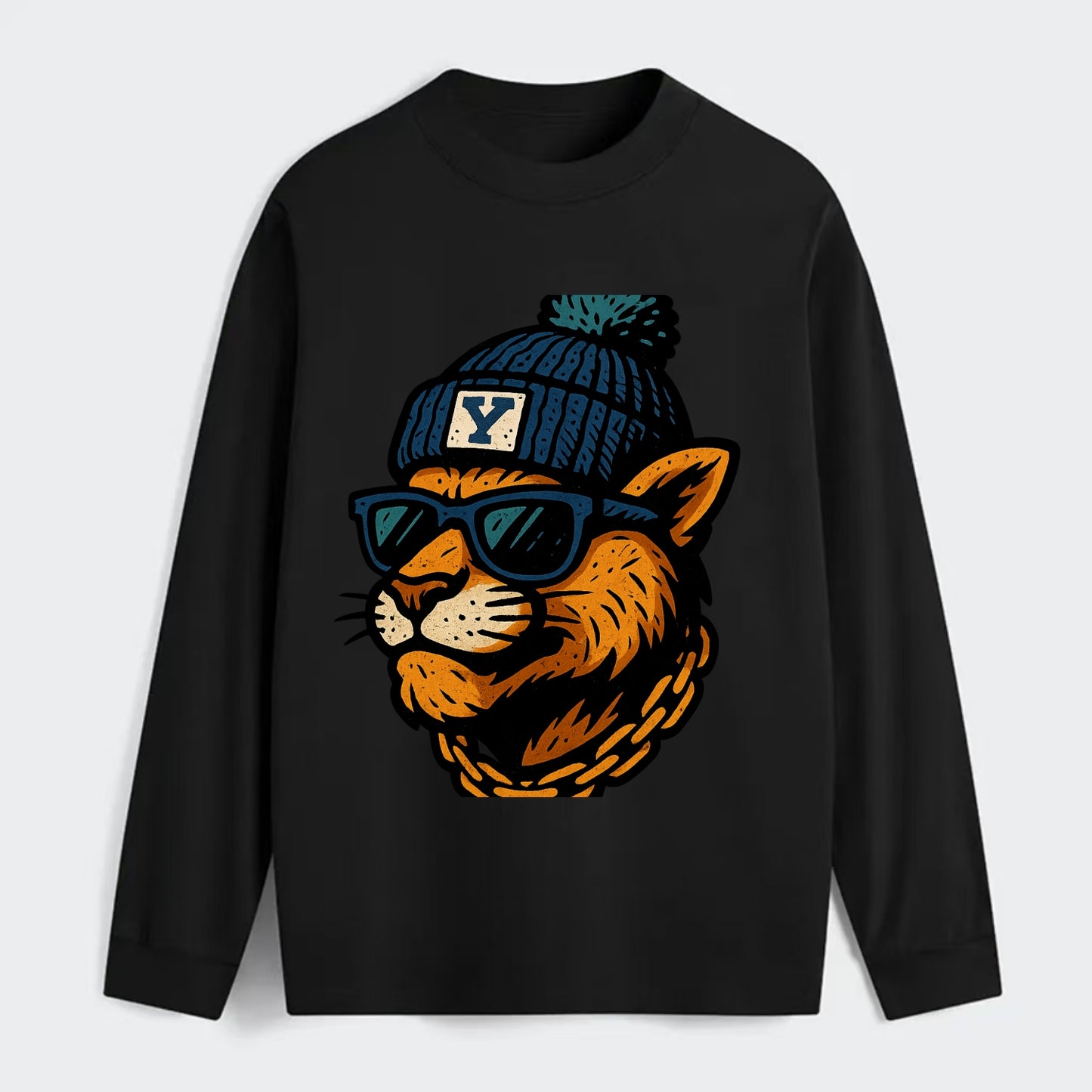 Provo Cougar wearing BYU beanie with Y patch - Classic Long Sleeve Shirt - Black