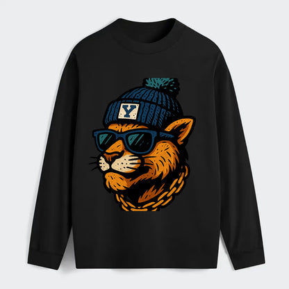 Provo Cougar wearing BYU beanie with Y patch - Classic Long Sleeve Shirt - Black