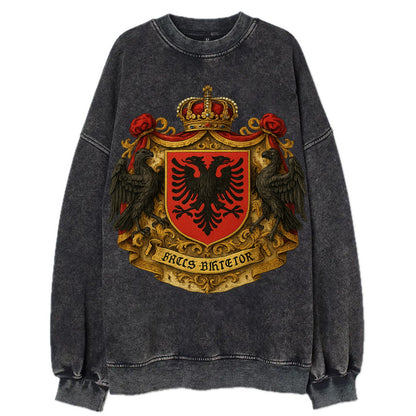 Albania Double Eagle Emblem  - Vintage Sweatshirt - Black