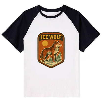 Ice Wolf Crystal  - Contrast Raglan T-shirt - Black