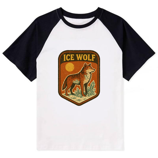 Ice Wolf Crystal  - Contrast Raglan T-shirt - Black