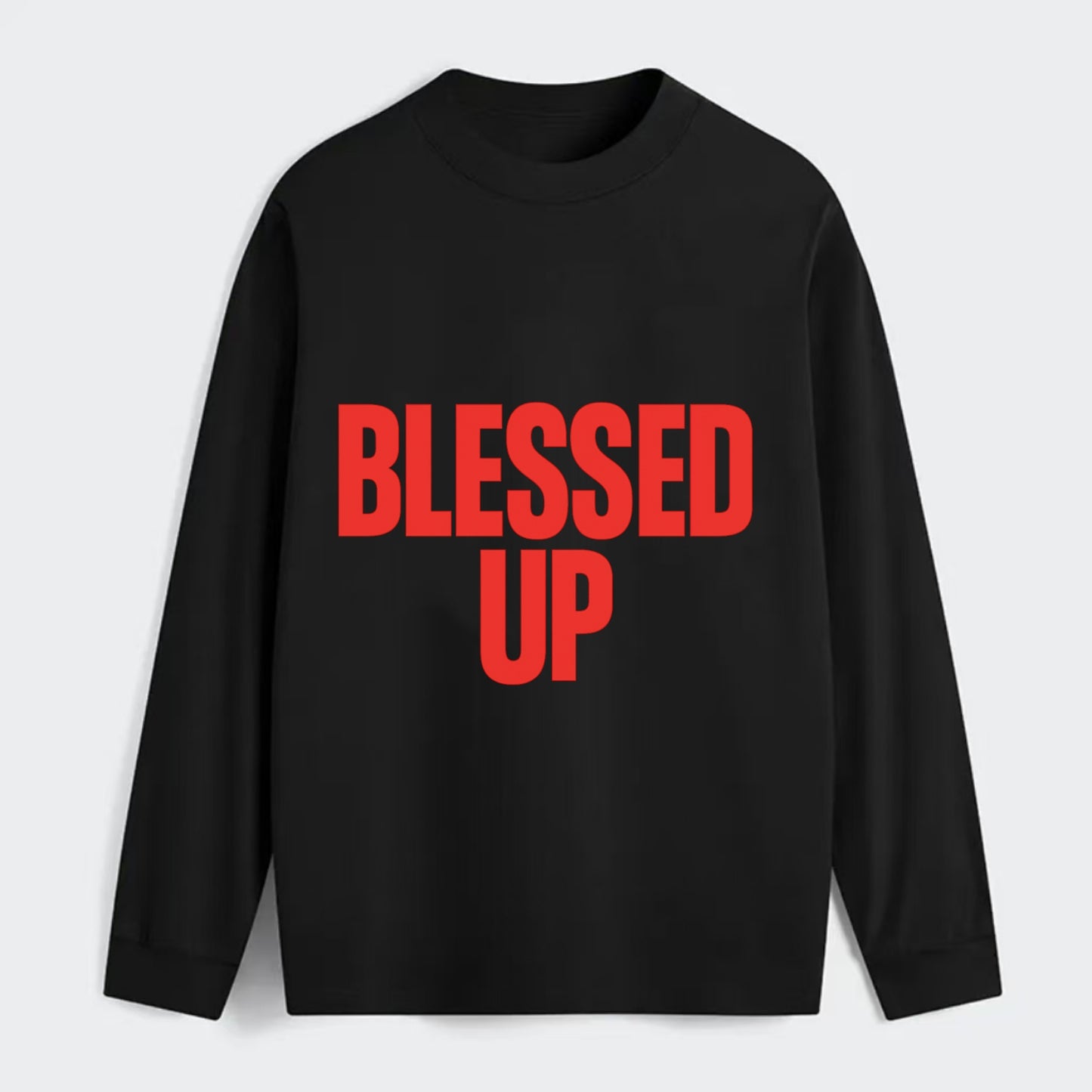 Bold typography design - "BLESSED UP" - recognizing fortune - Classic Long Sleeve Shirt - Black