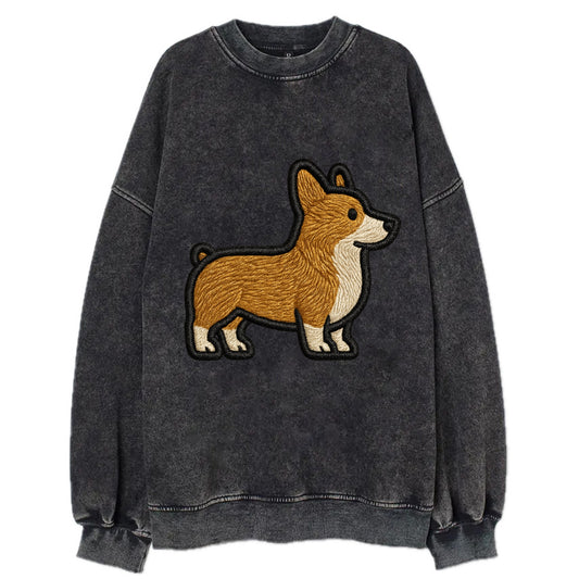 Pembroke Welsh Corgi - Trendy minimal sh - Vintage Sweatshirt - Black