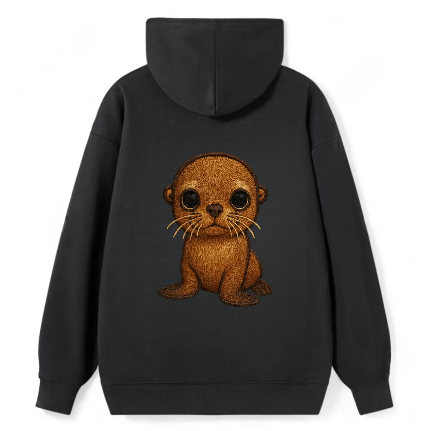 Baby California Sea Lion - golden brown, large expressive eyes, whiskers, - Classic Pullover Hoodie - Black