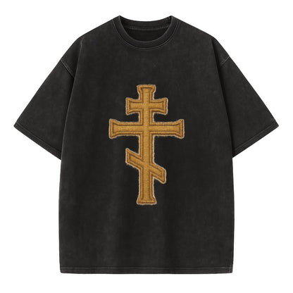 Orthodox Cross  - Vintage T-shirt - Black