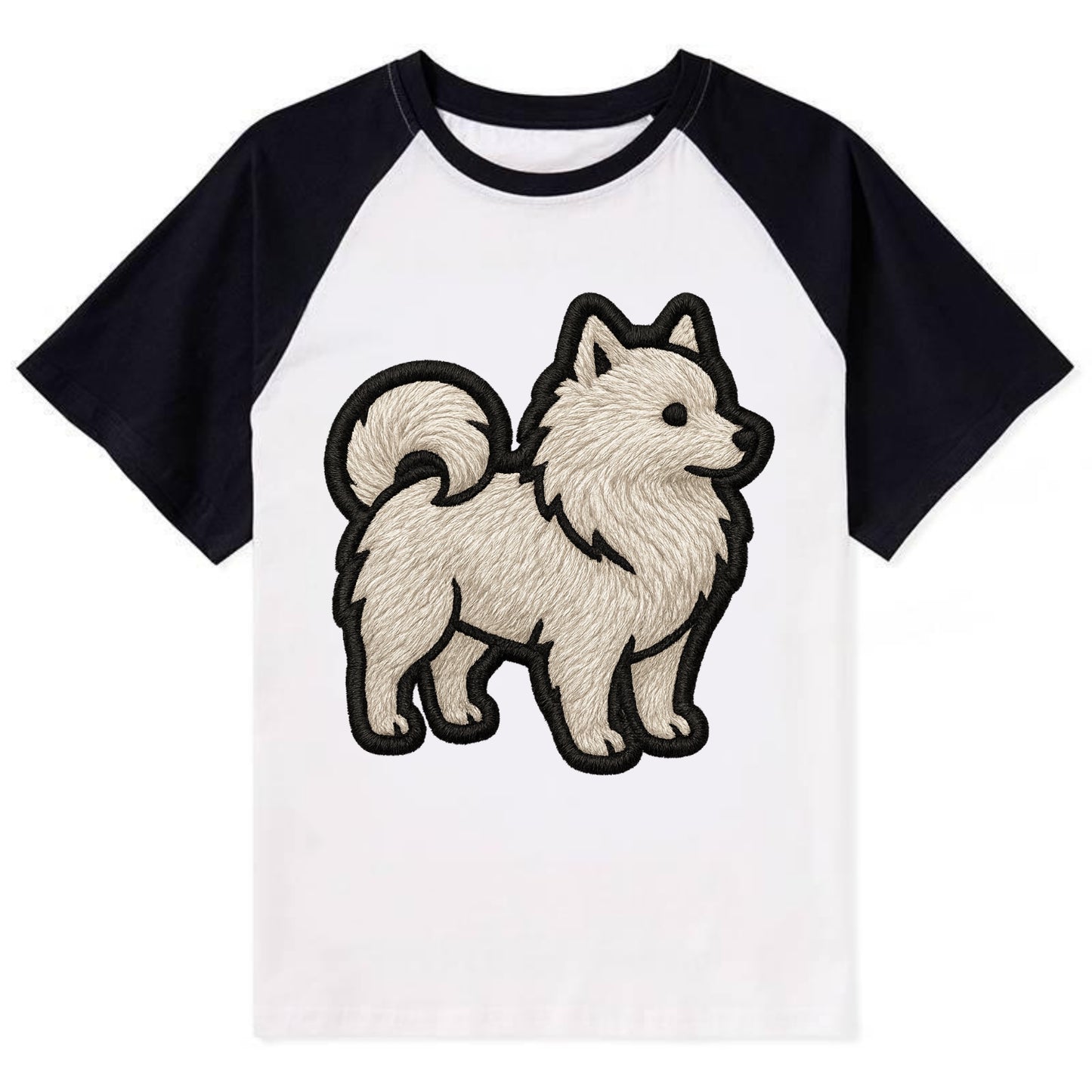 Japanese Spitz - Contemporary white spit - Contrast Raglan T-shirt - Black