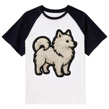 Japanese Spitz - Contemporary white spit - Contrast Raglan T-shirt - Black