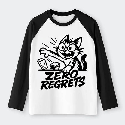Chaos Gremlin Cat - Raglan Long Sleeve T-Shirt - Black