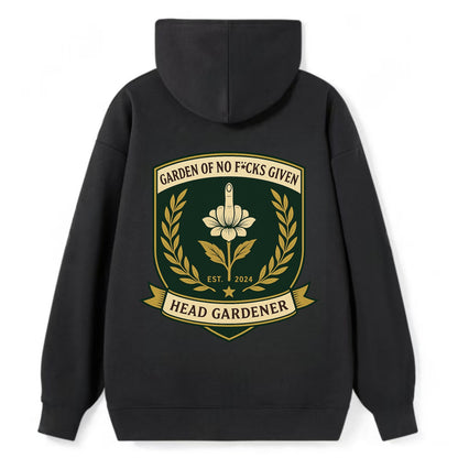 Shield with middle finger flower - "Garden of No F*cks Given - Head - Classic Pullover Hoodie - Black