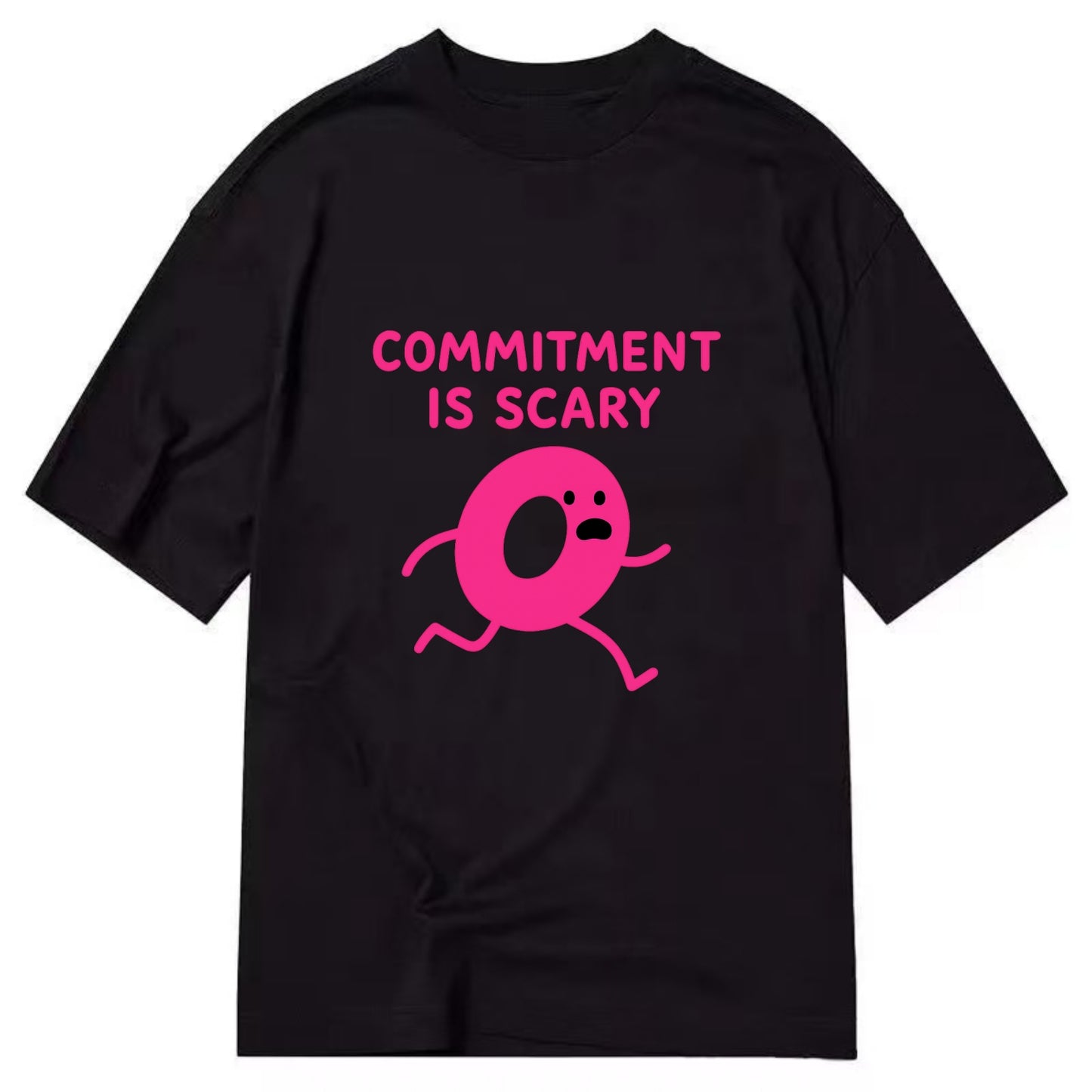 COMMITMENT IS SCARY | Terrified ring running away - Classic T-shirt - Black
