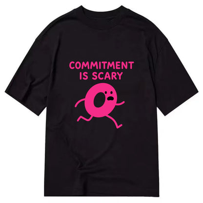 COMMITMENT IS SCARY | Terrified ring running away - Classic T-shirt - Black