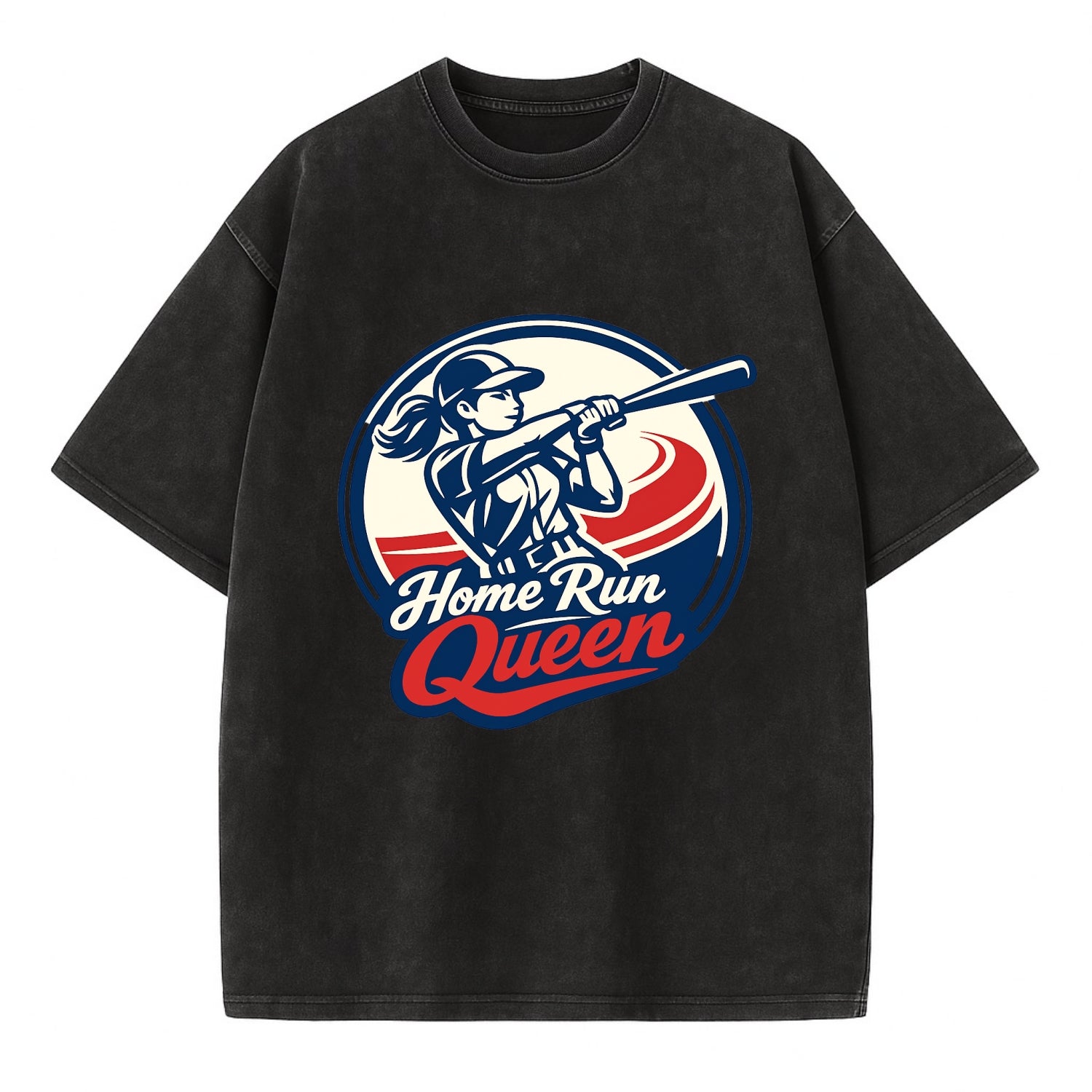 Feminine Power at Bat - Vintage T-shirt - Black