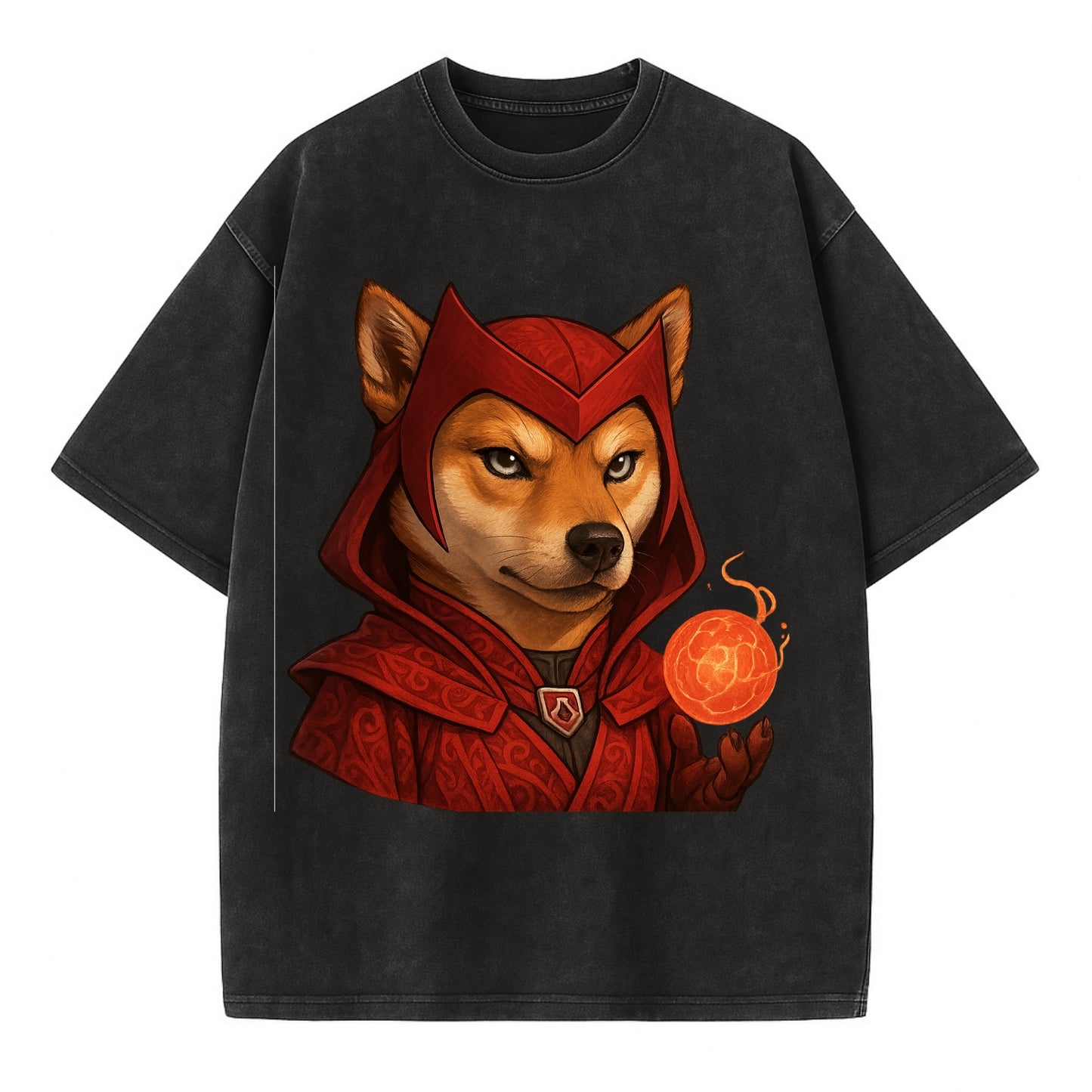 Shiba Inu Scarlet Witch  - Vintage T-shirt - Black