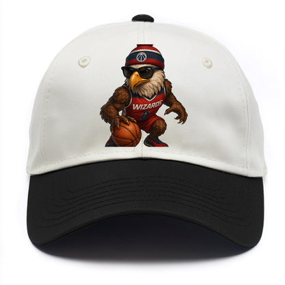 DC Eagle wearing Wizards red white and blue beanie with monument patch and wayfarer - Two Tone Cap - Black