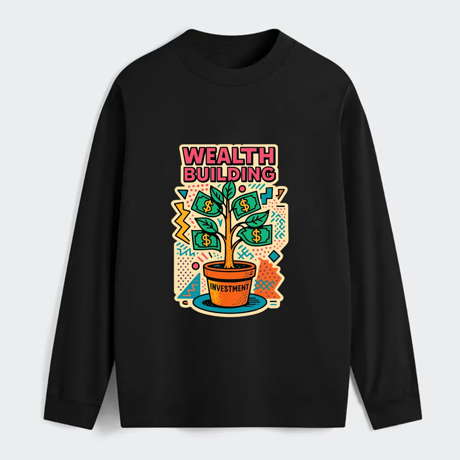 Money tree growing from investment pot - financial independence - Classic Long Sleeve Shirt - Black