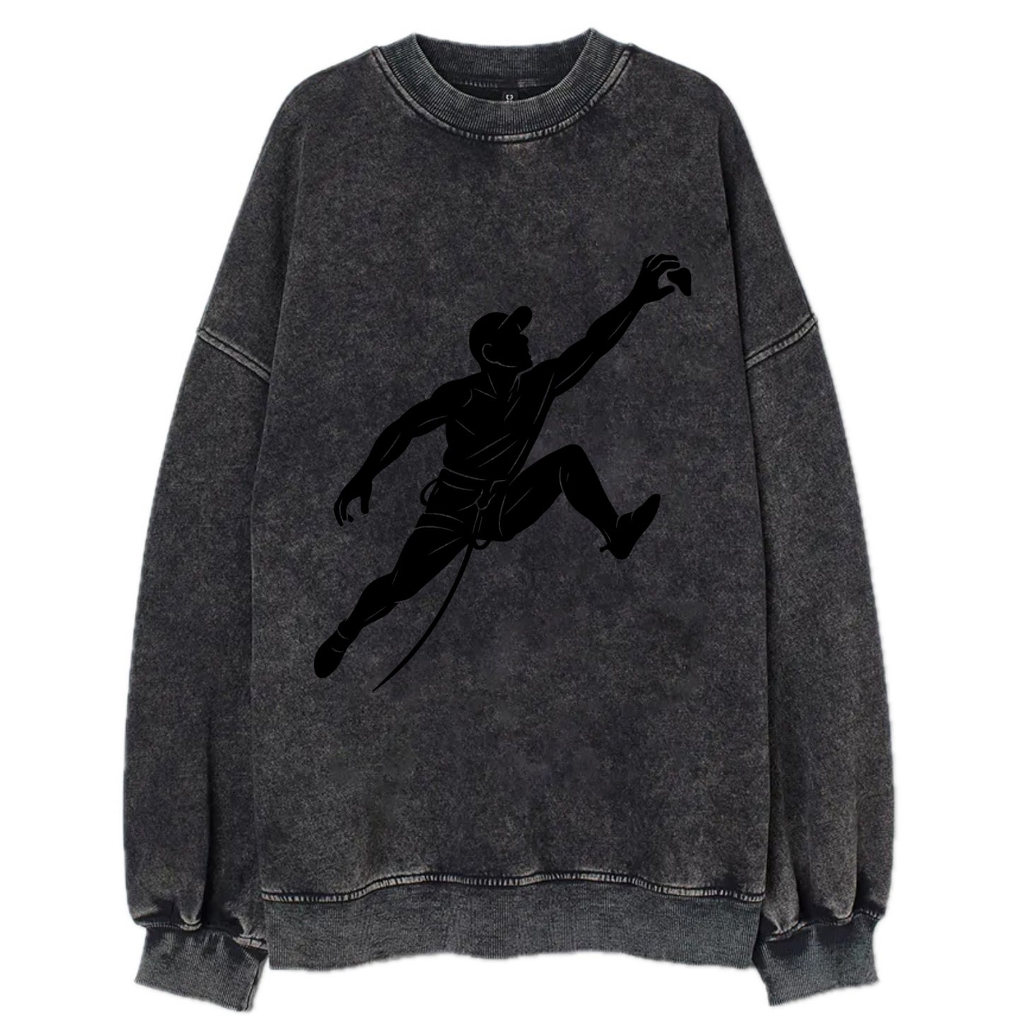 Rock wall climber reaching hold - Vintage Sweatshirt - Black