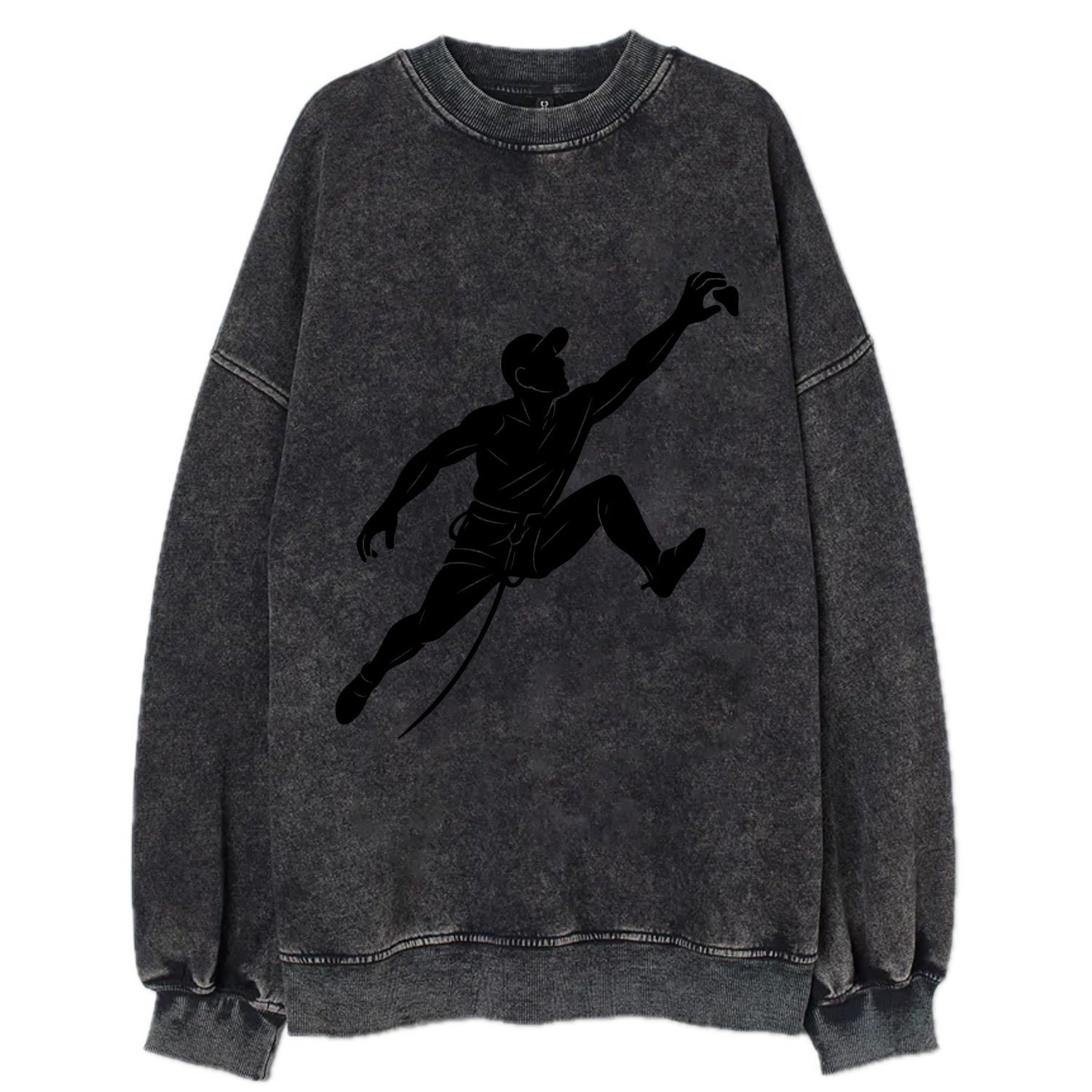 Rock wall climber reaching hold - Vintage Sweatshirt - Black