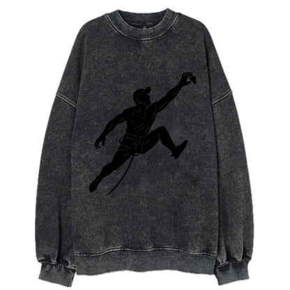 Rock wall climber reaching hold - Vintage Sweatshirt - Black