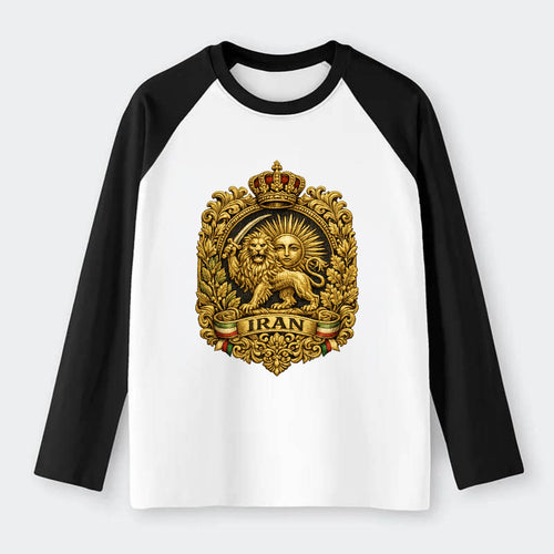 Iran Lion Sun Badge - Raglan Long Sleeve T-Shirt