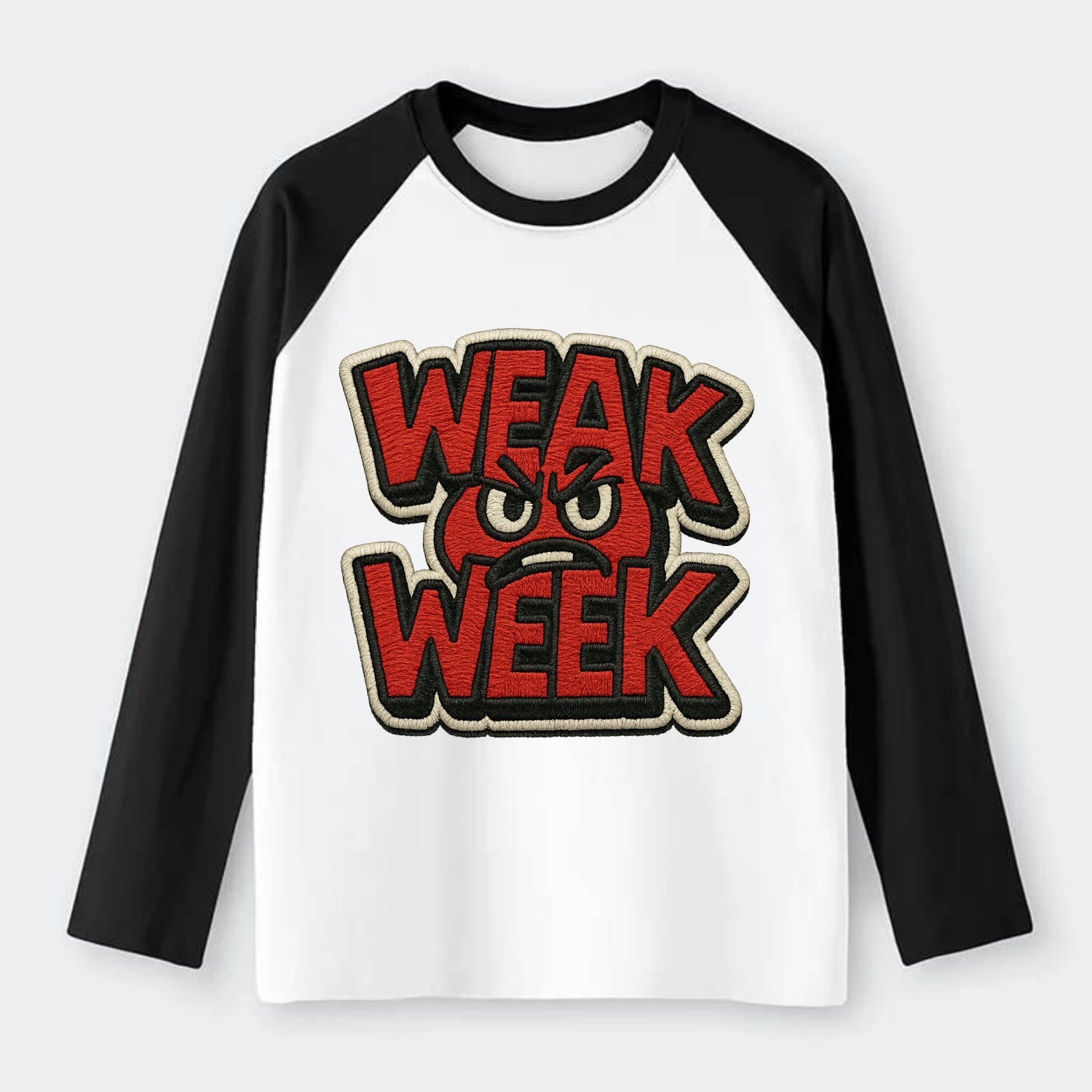 WEAK;WEEK WARRIOR Monday Blue Cap - Raglan Long Sleeve T-Shirt - Black
