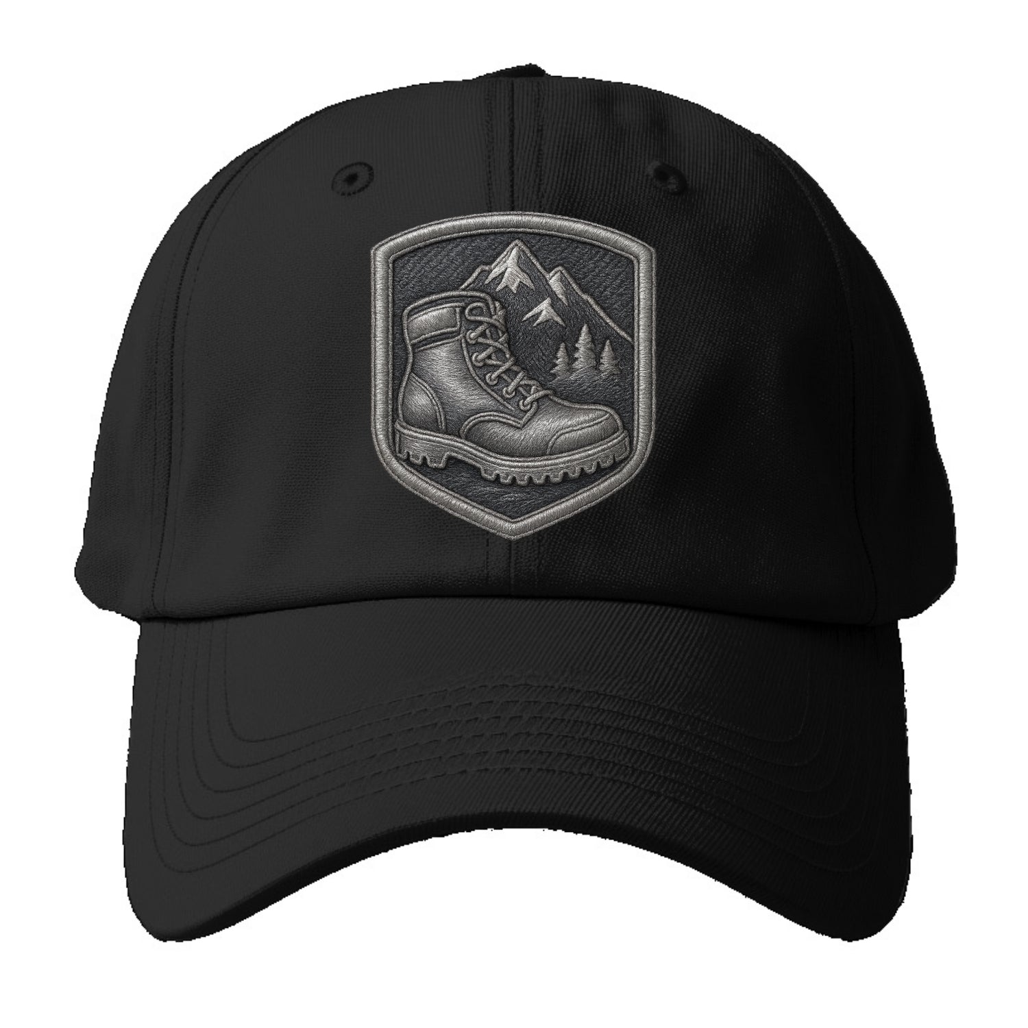 Hiking boots with mountain peak - hiker pride - Baseball Cap For Big Heads - Black