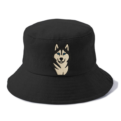 Husky - Blue eyes close-up portrait - Bucket Hat - Black