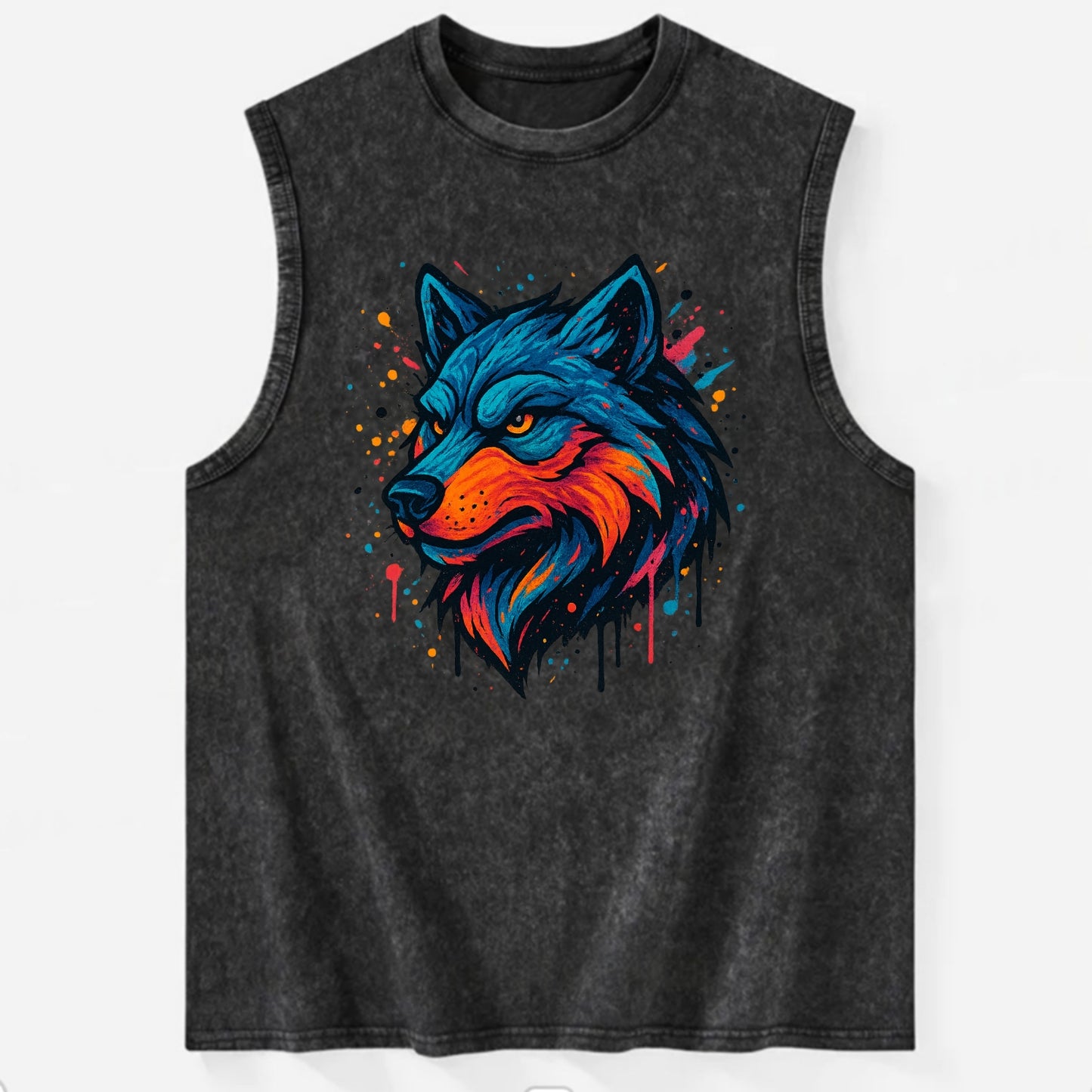 Velvet Wolf Royal  - Vintage Washed Tank - Black