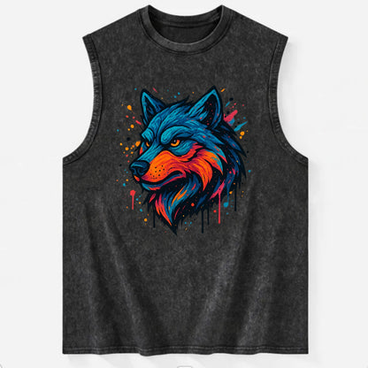 Velvet Wolf Royal  - Vintage Washed Tank - Black