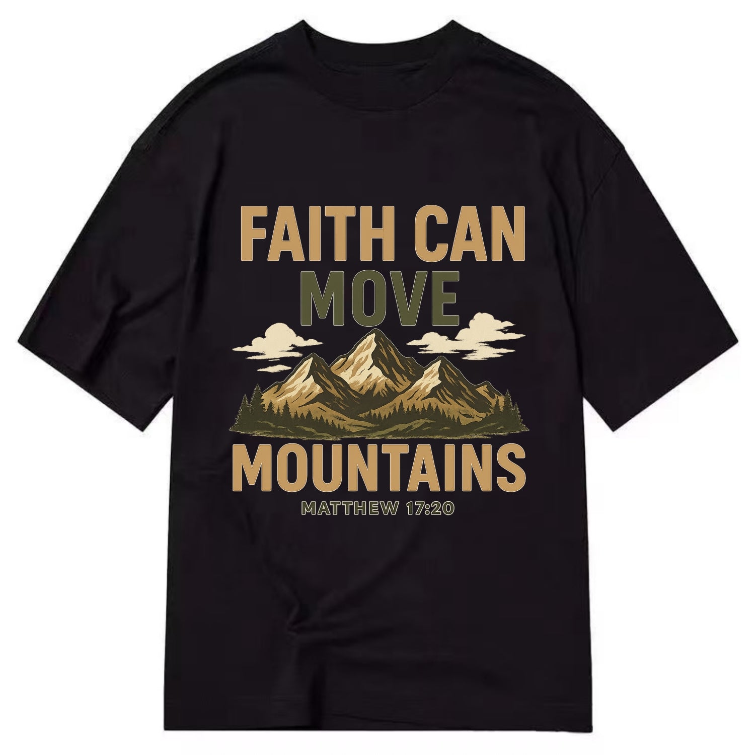 Matthew 17:20 Mountains - Classic T-shirt - Black