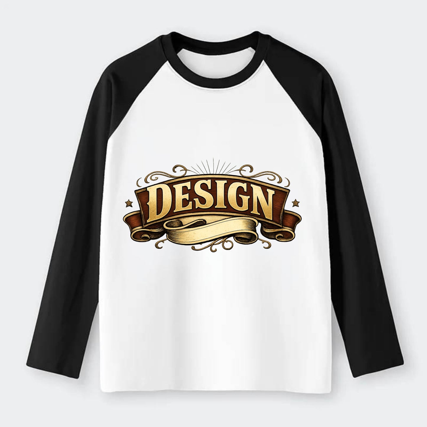 Bold typography design - "DESIGN" - intentional creation, aesthetic - Raglan Long Sleeve T-Shirt - Black